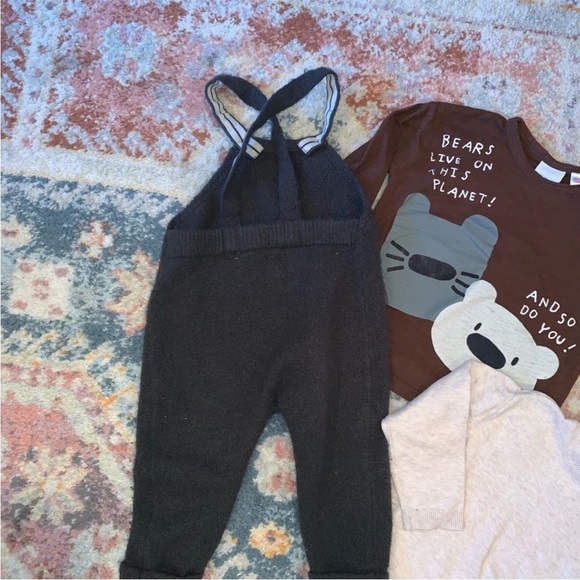 Zara Baby Boy Knit Bundle Overalls Mock Neck Sweater and Top Size 12-24 Mos - Picture 6 of 8